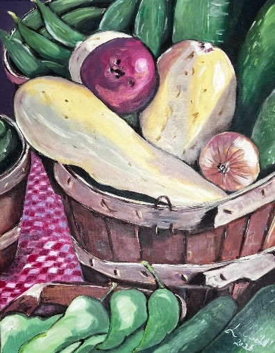 Painting of a basket of Vegetables